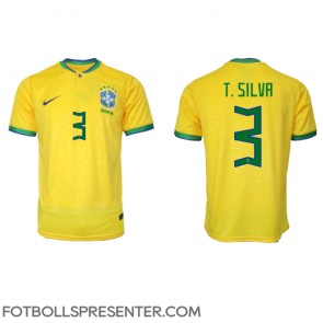 Brasilien Thiago Silva #3 Hemma Matchtröja VM 2022 Kortärmad